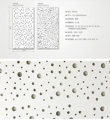 Plaque de plafond en plâtre acoustique en PVC/vinyle de forme irrégulière avec une densité de 780 kg/m3