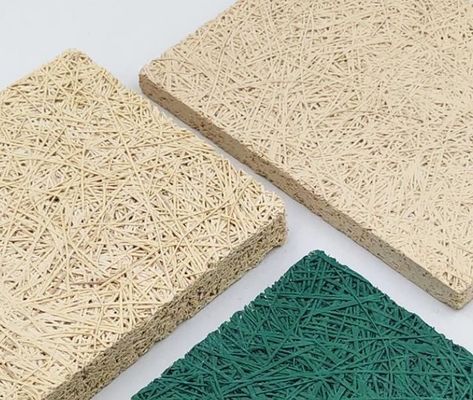 E0 Plafond acoustique en laine de bois vert noirâtre écologique avec finition en placage