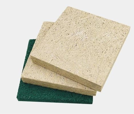 E0 Plafond acoustique en laine de bois vert noirâtre écologique avec finition en placage