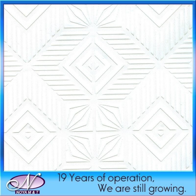 Tableau de plafond suspendu en plâtre en PVC revêtu de vinyle acoustique certifié SGS